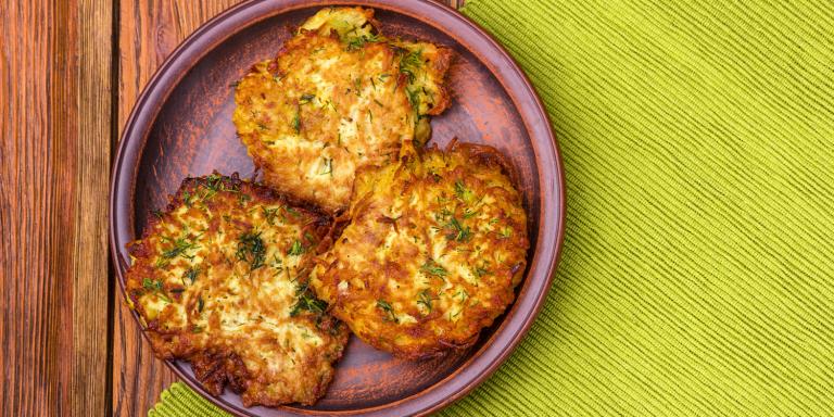A plate of traditional potato latkes for Hannukah